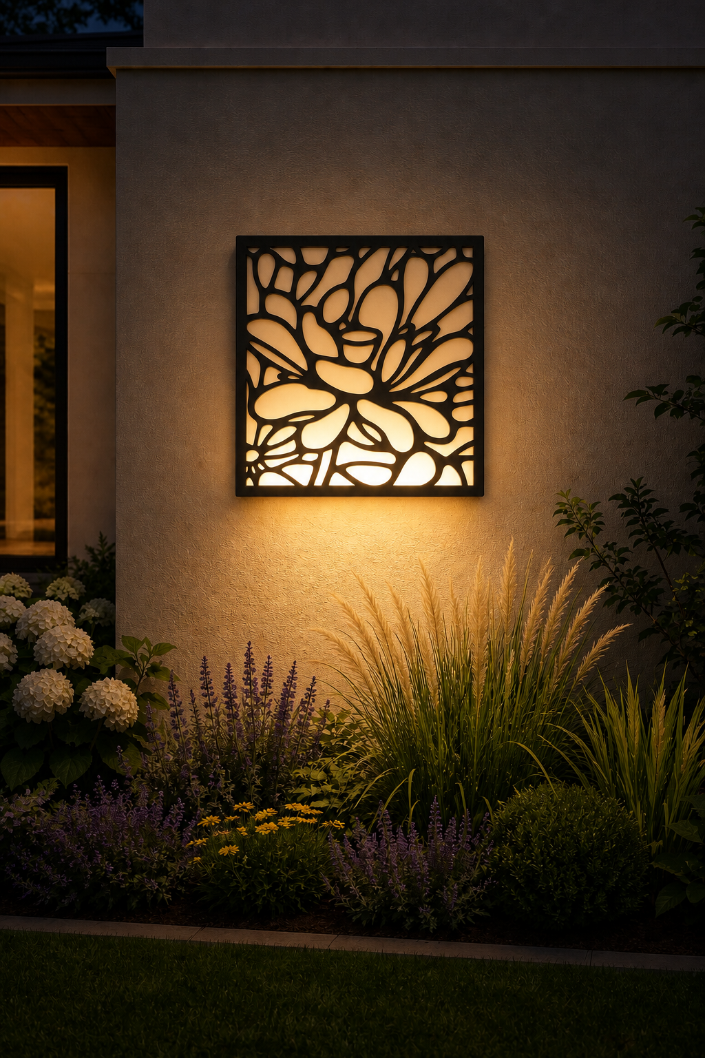 CH-028 Ironwork Lattice Decorative Wall Light Panel - Evening bottom uplight wall ambience