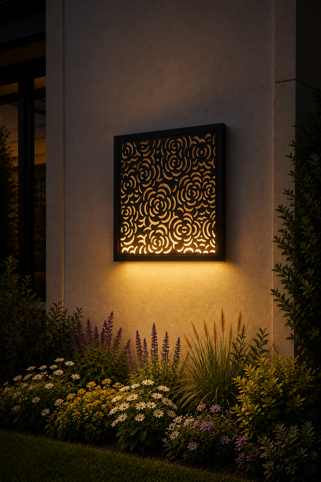 CH-029 Ornamental Leaf Decorative Wall Light Panel - Evening bottom uplight wall ambience