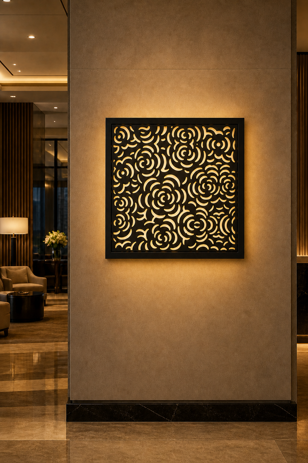 CH-029 Ornamental Leaf Decorative Wall Light Panel - Hotel lobby ambient lighting