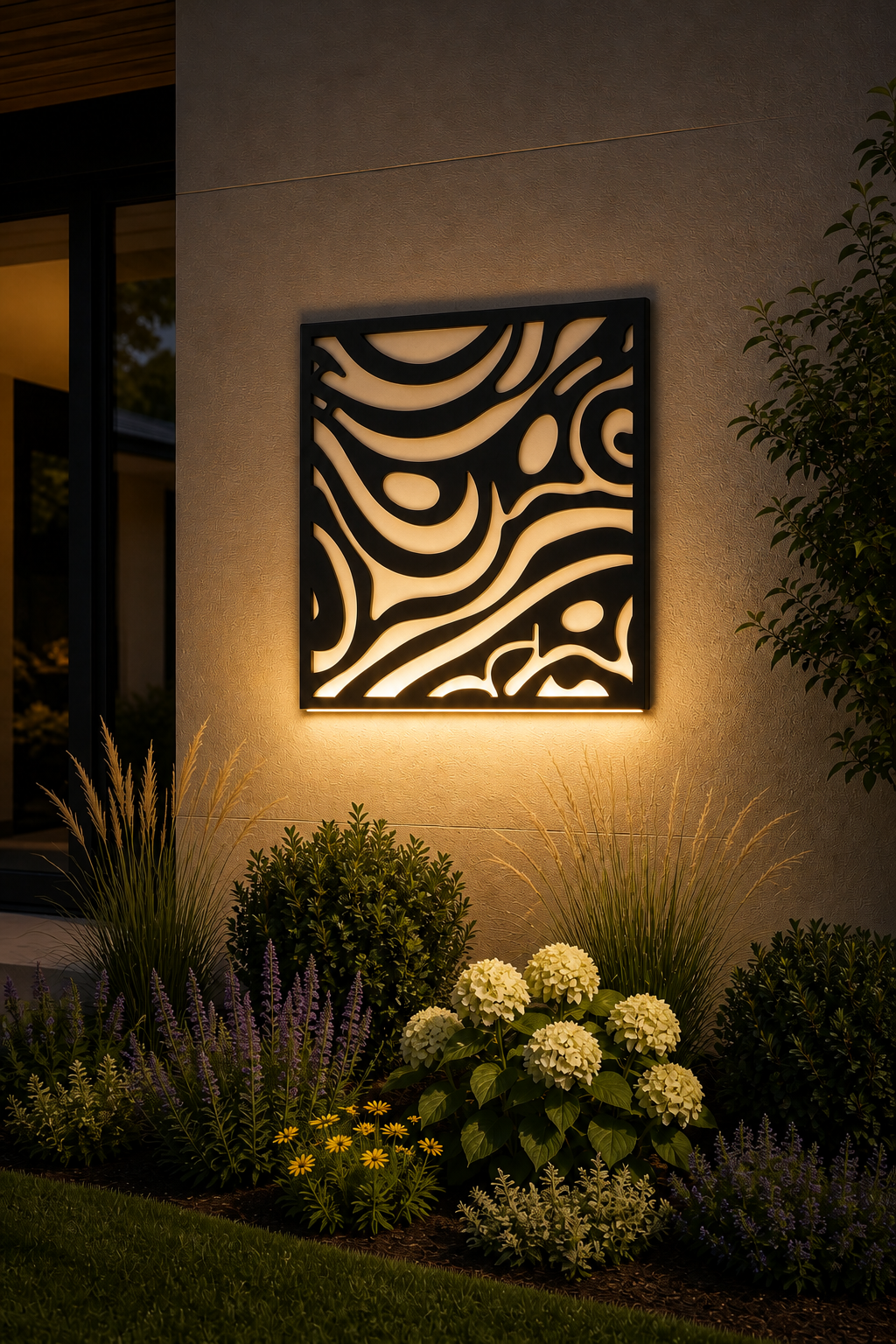 CH-030 Abstract Cutwork Decorative Wall Light Panel - Evening bottom uplight wall ambience