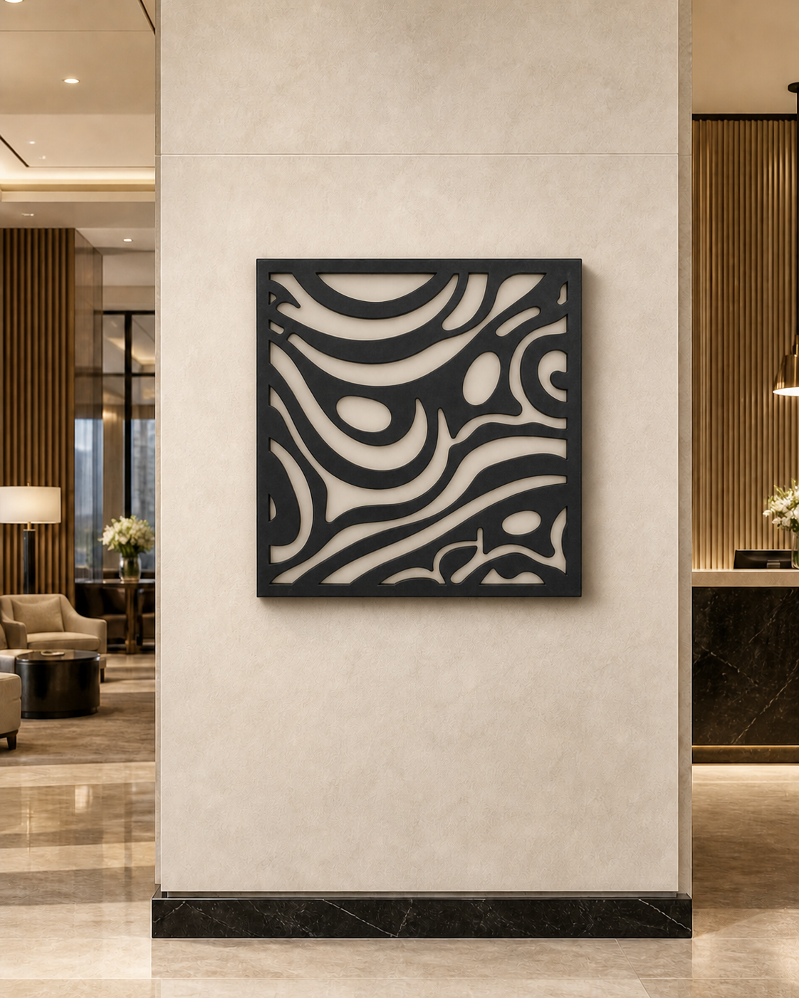 CH-030 Abstract Cutwork Decorative Wall Light Panel - Hotel lobby wall art daytime