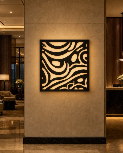 CH-030 Abstract Cutwork Decorative Wall Light Panel - Hotel lobby ambient lighting