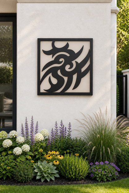 CH-031 Continuous Vine Decorative Wall Light Panel - Daytime outdoor wall with flowers