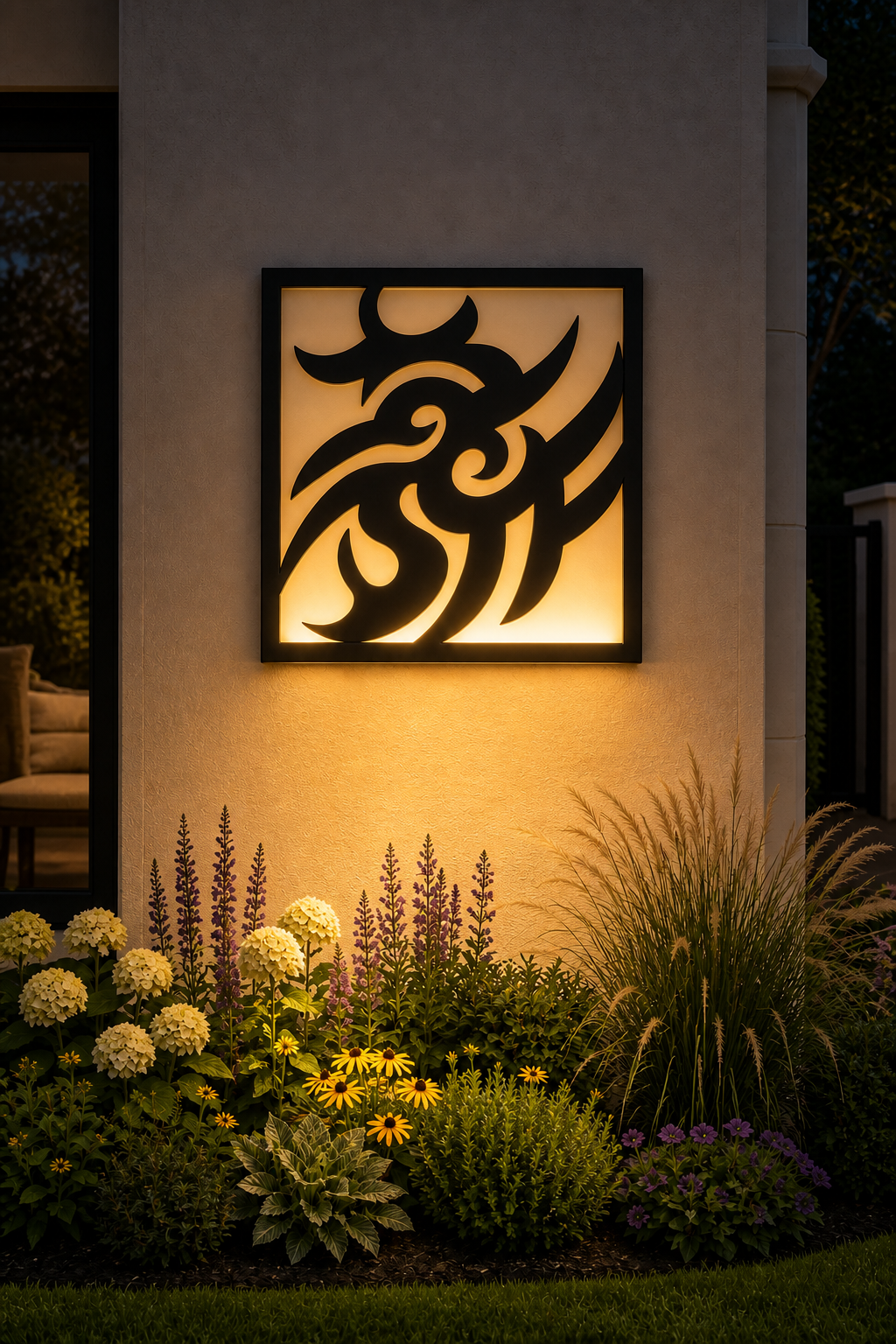 CH-031 Continuous Vine Decorative Wall Light Panel - Evening bottom uplight wall ambience