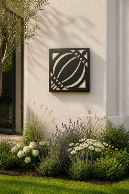 CH-033 Petal Lattice Decorative Wall Light Panel - Daytime outdoor wall with flowers