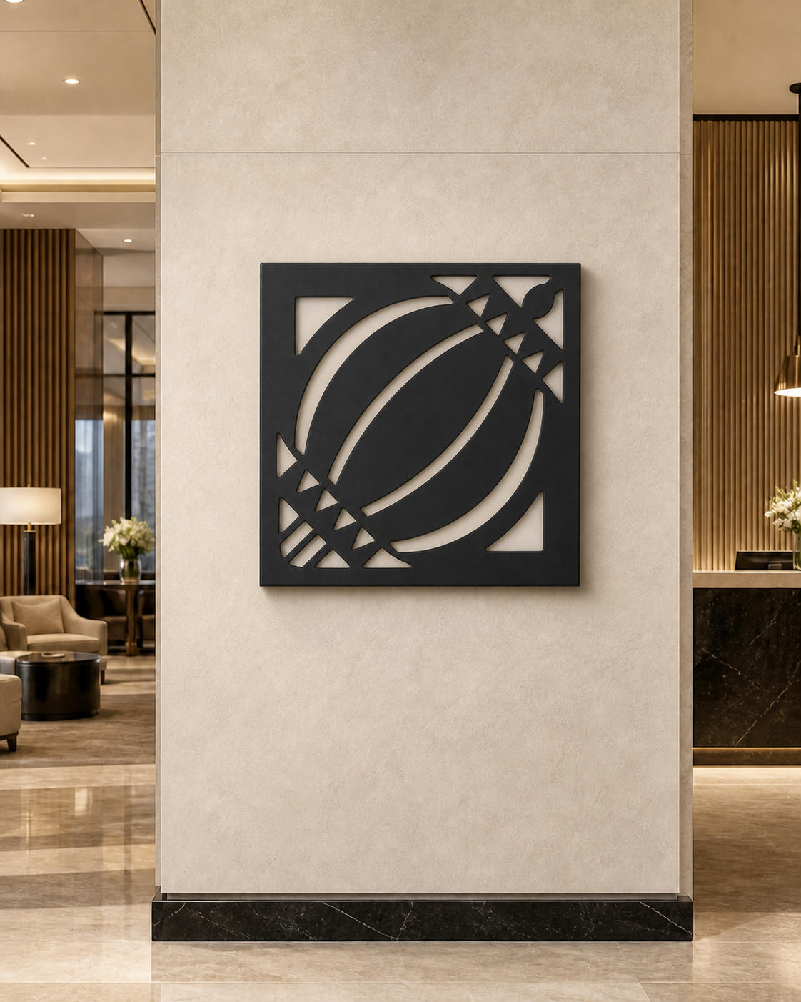 CH-033 Petal Lattice Decorative Wall Light Panel - Hotel lobby wall art daytime