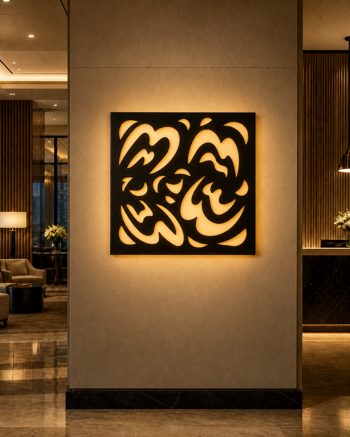 CH-034 Foliage Circle Decorative Wall Light Panel - Hotel lobby ambient lighting
