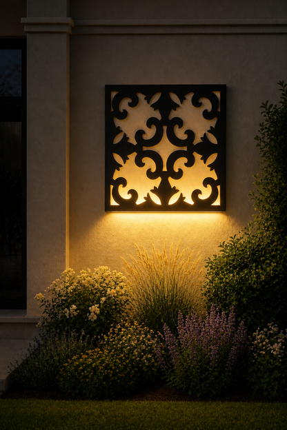 CH-035 Acanthus Scroll Decorative Wall Light Panel - Evening bottom uplight wall ambience