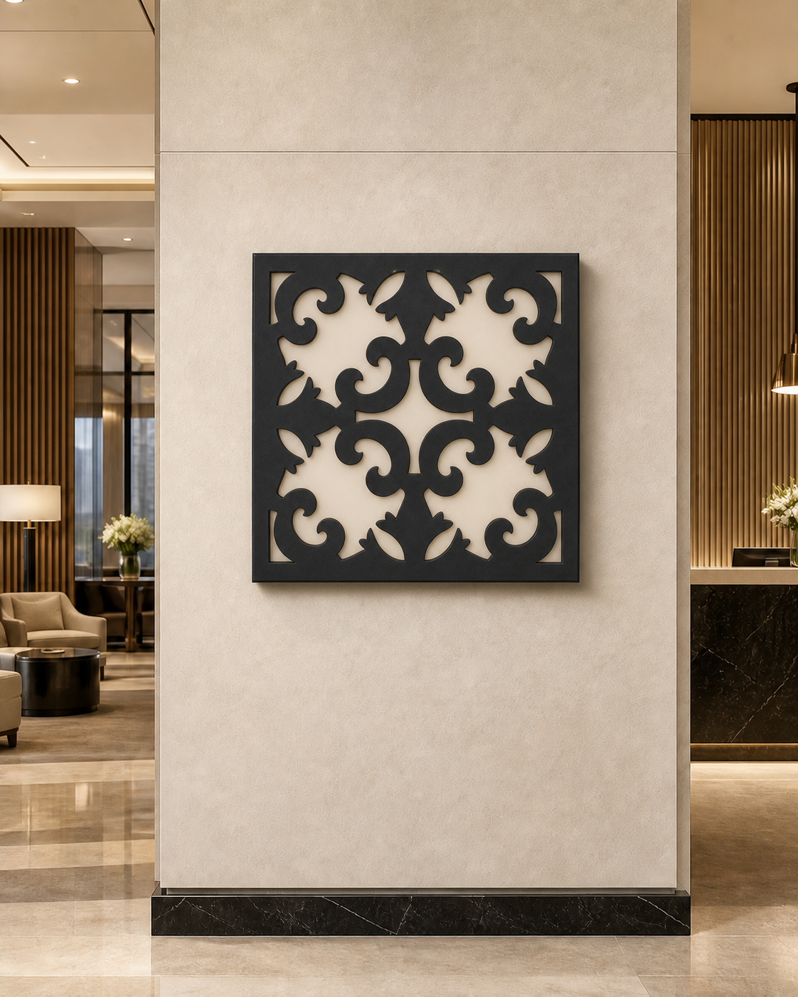 CH-035 Acanthus Scroll Decorative Wall Light Panel - Hotel lobby wall art daytime