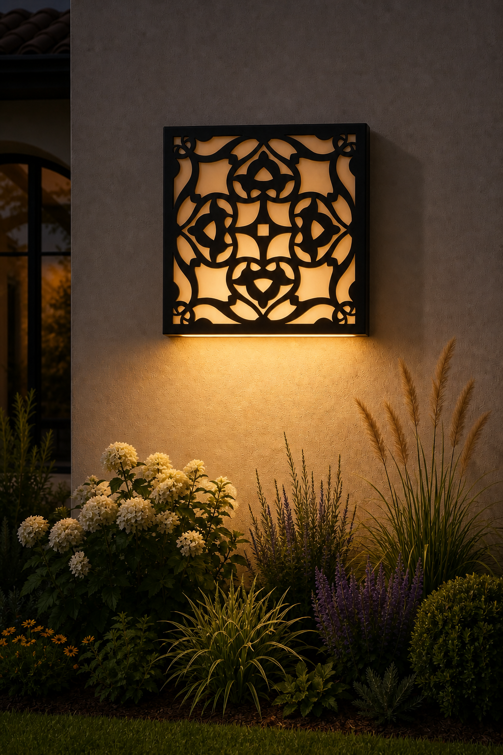 CH-036 Floral Lattice Decorative Wall Light Panel - Evening bottom uplight wall ambience