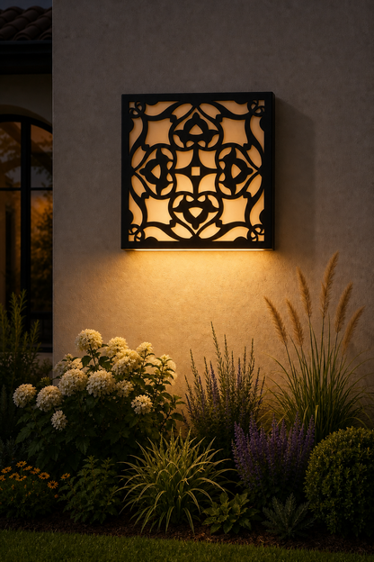 CH-036 Floral Lattice Decorative Wall Light Panel - Evening bottom uplight wall ambience