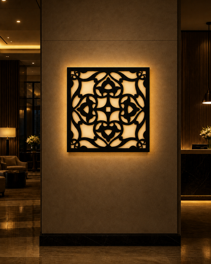 CH-036 Floral Lattice Decorative Wall Light Panel - Hotel lobby ambient lighting