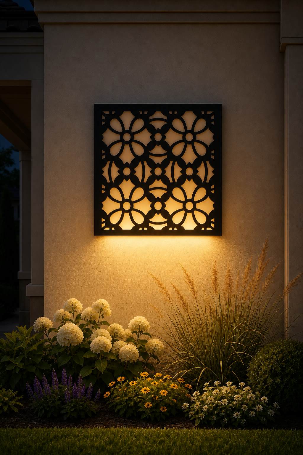 CH-037 Geometric Floral Decorative Wall Light Panel - Evening bottom uplight wall ambience