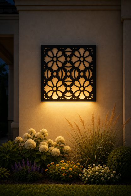 CH-037 Geometric Floral Decorative Wall Light Panel - Evening bottom uplight wall ambience