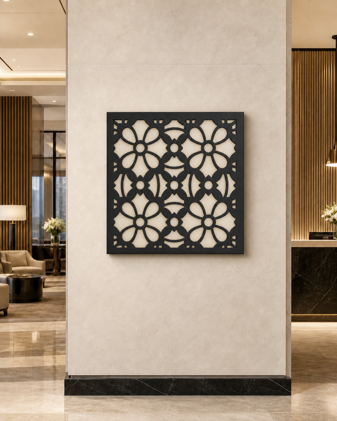 CH-037 Geometric Floral Decorative Wall Light Panel - Hotel lobby wall art daytime