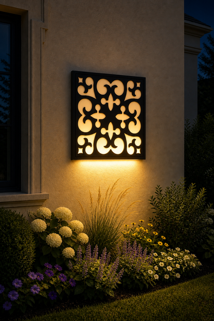 CH-038 Bold Scroll Decorative Wall Light Panel - Evening bottom uplight wall ambience