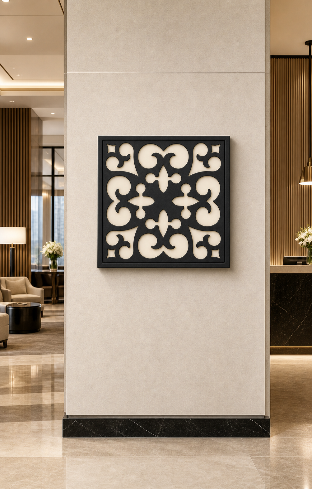 CH-038 Bold Scroll Decorative Wall Light Panel - Hotel lobby wall art daytime