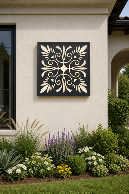 CH-039 Petal Scroll Decorative Wall Light Panel - Daytime outdoor wall with flowers