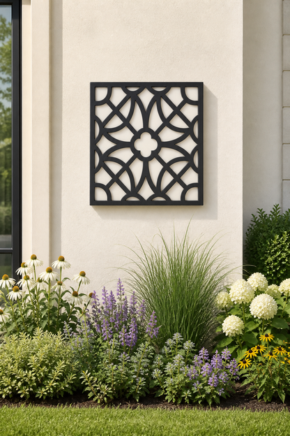 CH-040 Star Floral Lattice Decorative Wall Light Panel - Daytime outdoor wall with flowers