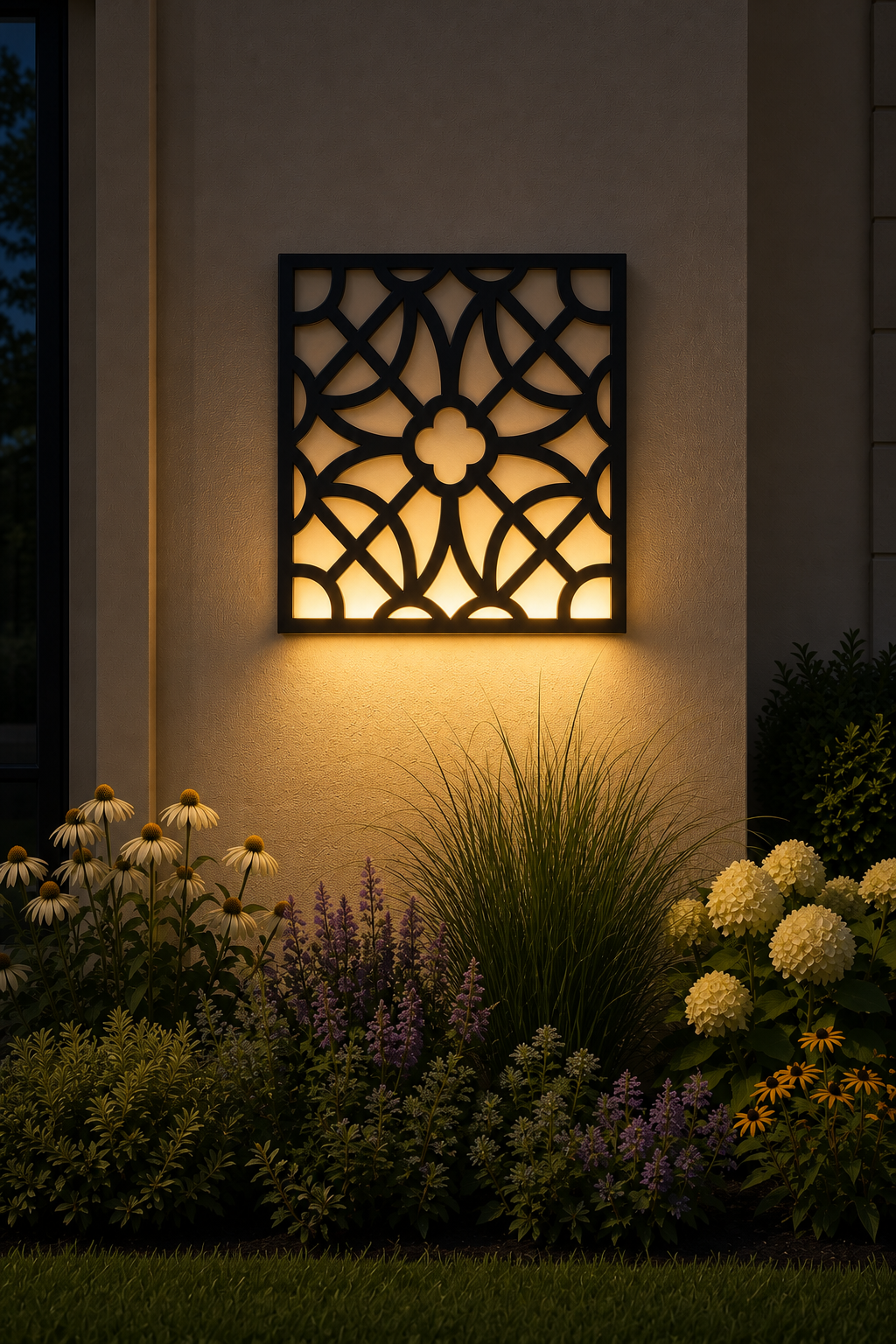 CH-040 Star Floral Lattice Decorative Wall Light Panel - Evening bottom uplight wall ambience