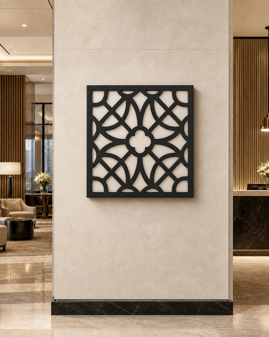 CH-040 Star Floral Lattice Decorative Wall Light Panel - Hotel lobby wall art daytime