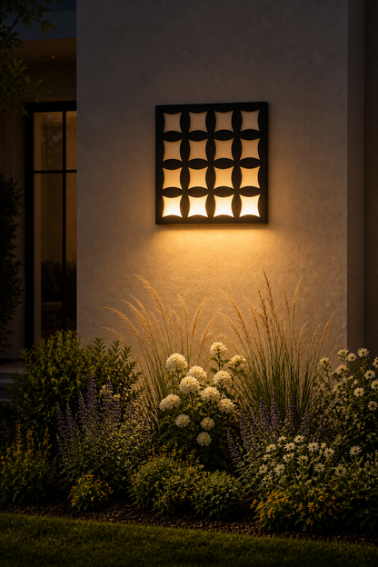 CH-041 Curved Lattice Decorative Wall Light Panel - Evening bottom uplight wall ambience