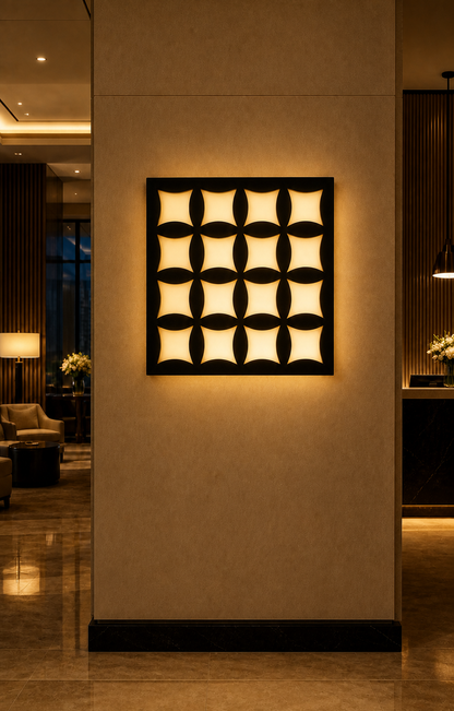 CH-041 Curved Lattice Decorative Wall Light Panel - Hotel lobby ambient lighting