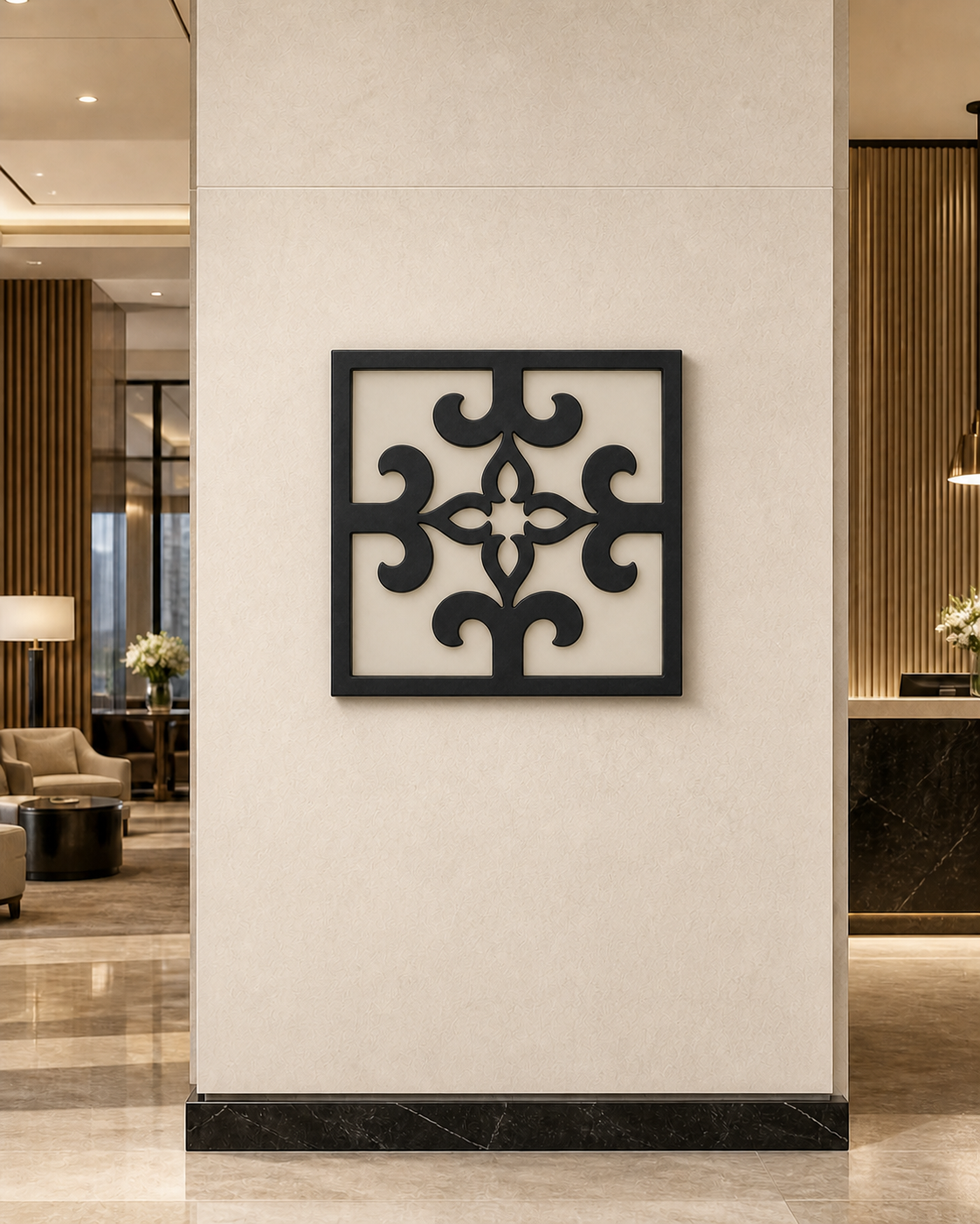 CH-042 Clover Scroll Decorative Wall Light Panel - Hotel lobby wall art daytime