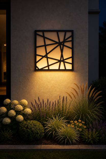 CH-043 Angular Geometry Decorative Wall Light Panel - Evening bottom uplight wall ambience