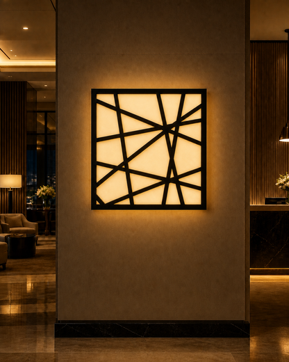 CH-043 Angular Geometry Decorative Wall Light Panel - Hotel lobby ambient lighting