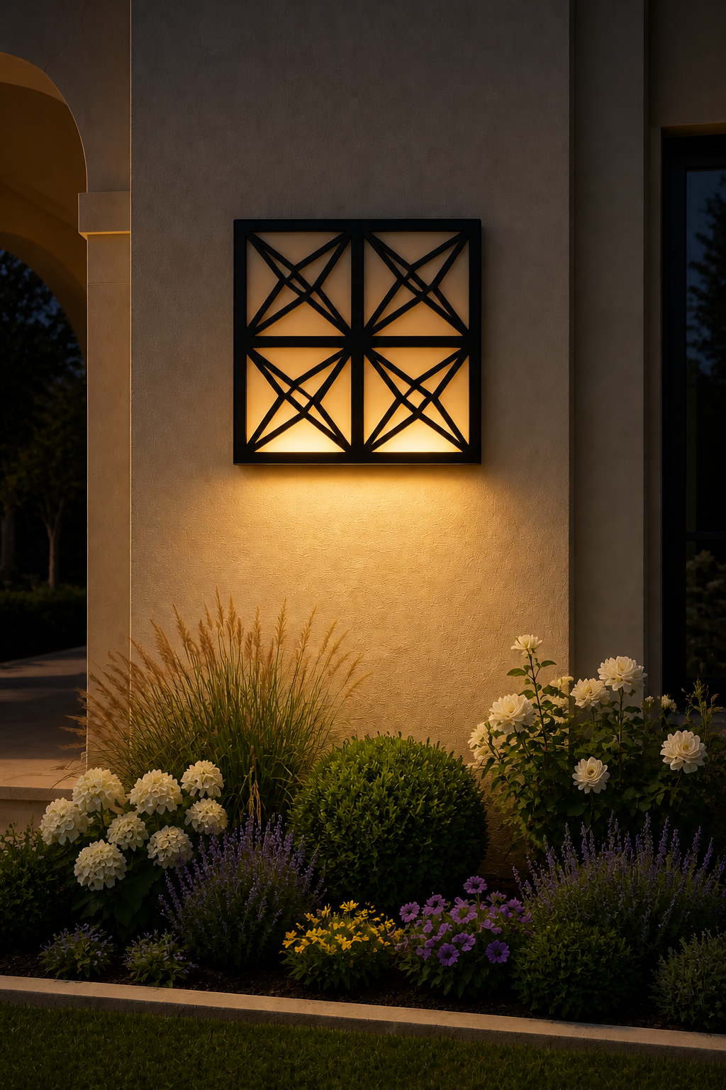 CH-044 Four-Square Geometry Decorative Wall Light Panel - Evening bottom uplight wall ambience