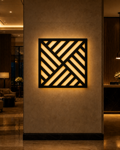 CH-045 Diagonal Stripe Decorative Wall Light Panel - Hotel lobby ambient lighting