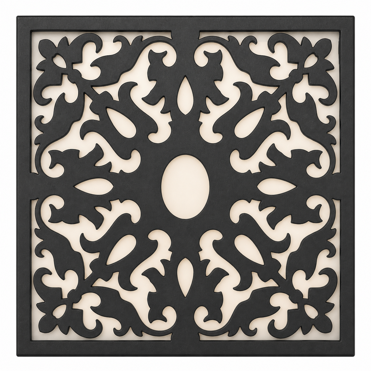 CH-046 Oval Floral Scroll Decorative Wall Light Panel - White background main view