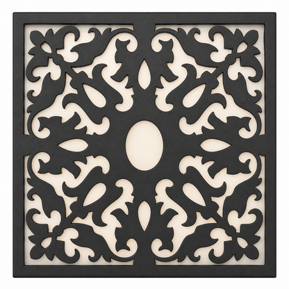 CH-046 Oval Floral Scroll Decorative Wall Light Panel - White background main view