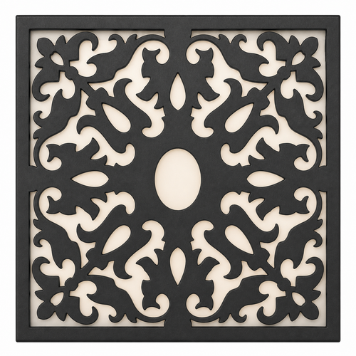 CH-046 Oval Floral Scroll Decorative Wall Light Panel - White background main view