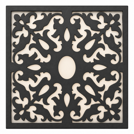 CH-046 Oval Floral Scroll Decorative Wall Light Panel - White background main view