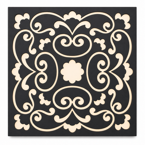 CH-047 Scroll Medallion Decorative Wall Light Panel - White background main view