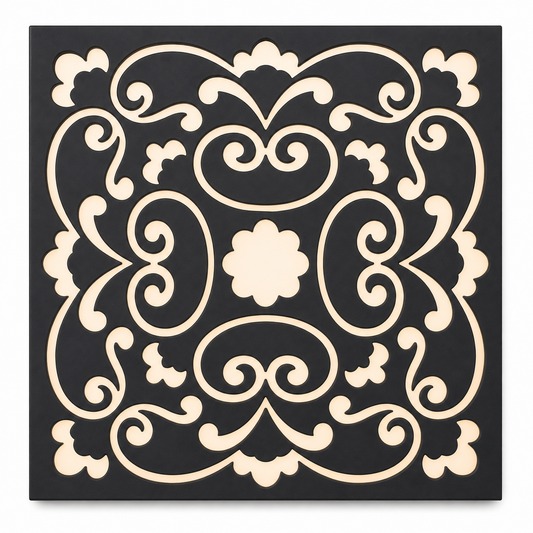 CH-047 Scroll Medallion Decorative Wall Light Panel - White background main view