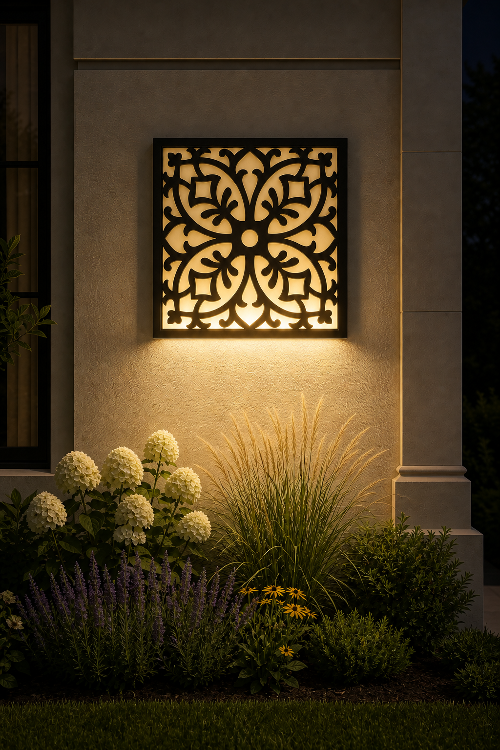 CH-048 Floral Medallion Decorative Wall Light Panel - Evening bottom uplight wall ambience