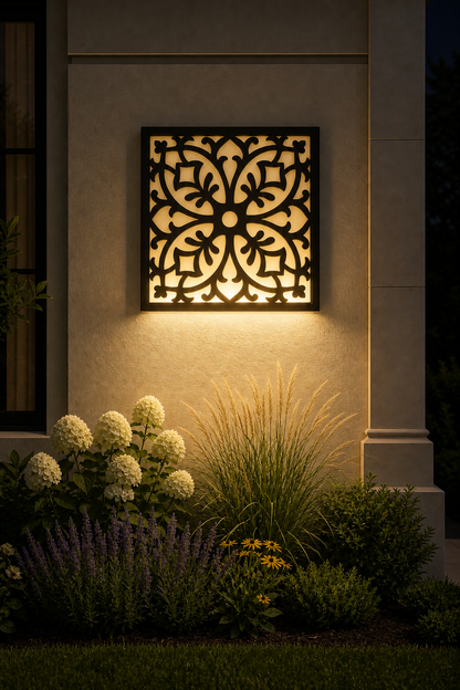 CH-048 Floral Medallion Decorative Wall Light Panel - Evening bottom uplight wall ambience