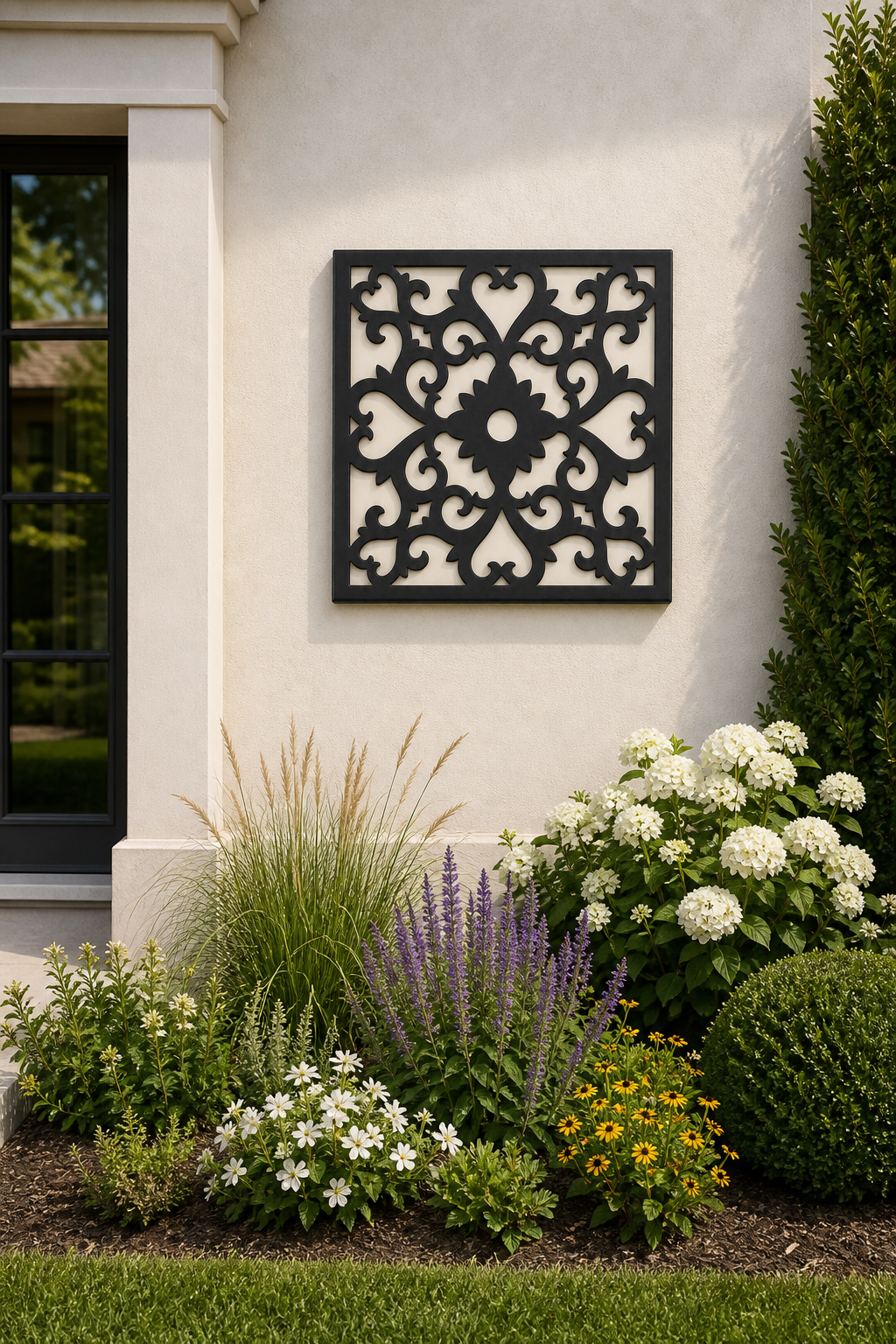 CH-049 Central Flower Decorative Wall Light Panel - Daytime outdoor wall with flowers