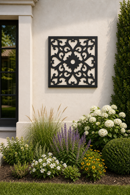 CH-049 Central Flower Decorative Wall Light Panel - Daytime outdoor wall with flowers