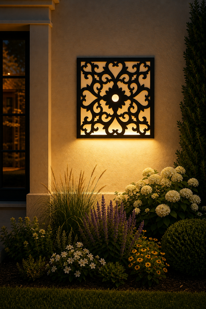 CH-049 Central Flower Decorative Wall Light Panel - Evening bottom uplight wall ambience