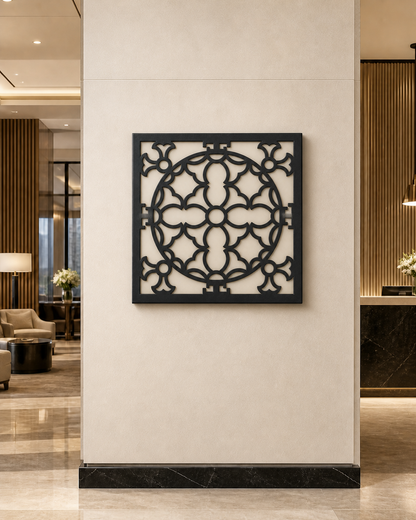 CH-050 Circle Lattice Decorative Wall Light Panel - Hotel lobby wall art daytime