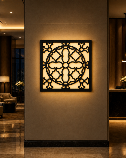 CH-050 Circle Lattice Decorative Wall Light Panel - Hotel lobby ambient lighting