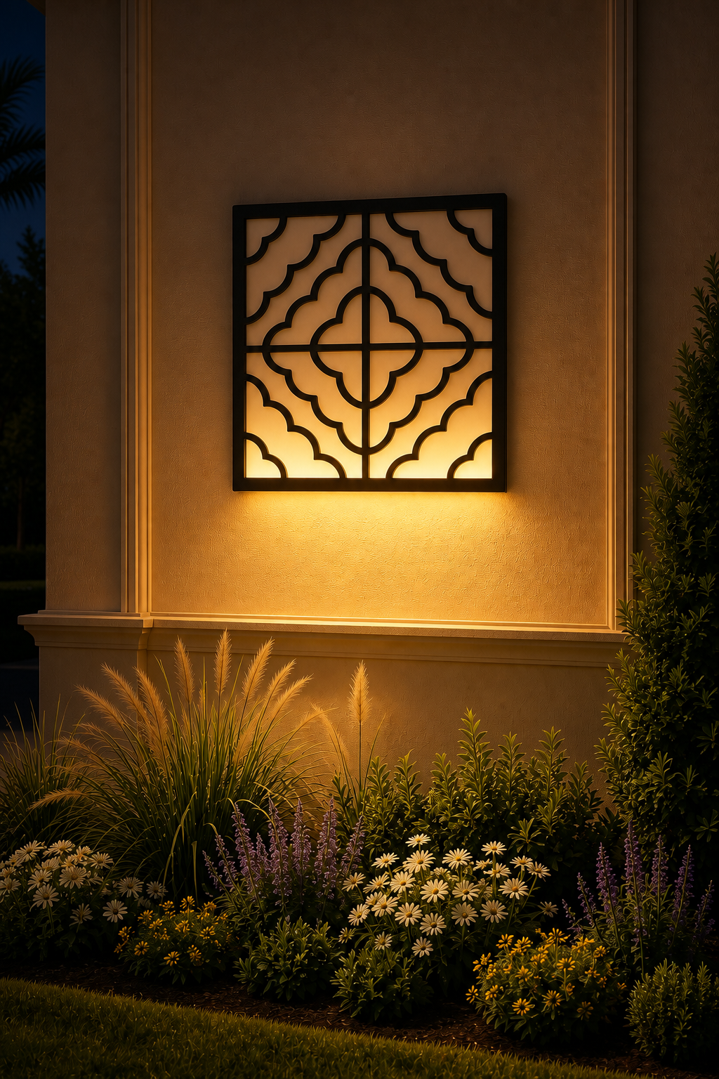 CH-051 Scallop Lattice Decorative Wall Light Panel - Evening bottom uplight wall ambience