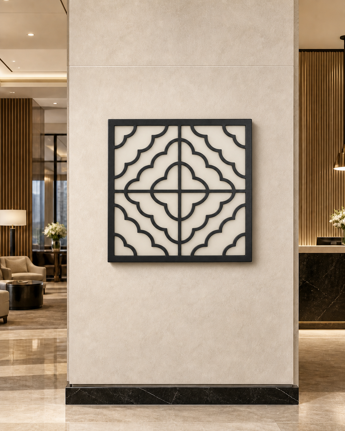 CH-051 Scallop Lattice Decorative Wall Light Panel - Hotel lobby wall art daytime