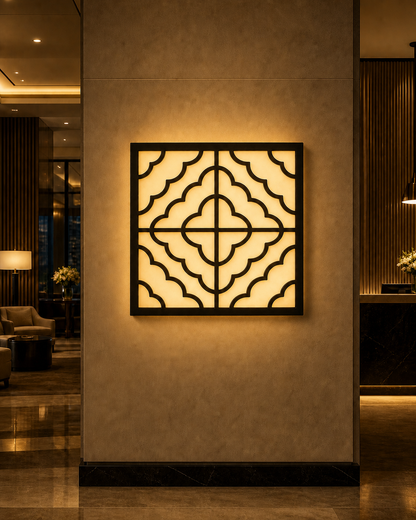 CH-051 Scallop Lattice Decorative Wall Light Panel - Hotel lobby ambient lighting