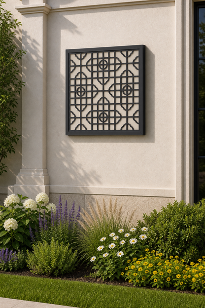 CH-054 Fine Grid Decorative Wall Light Panel - Daytime outdoor wall with flowers