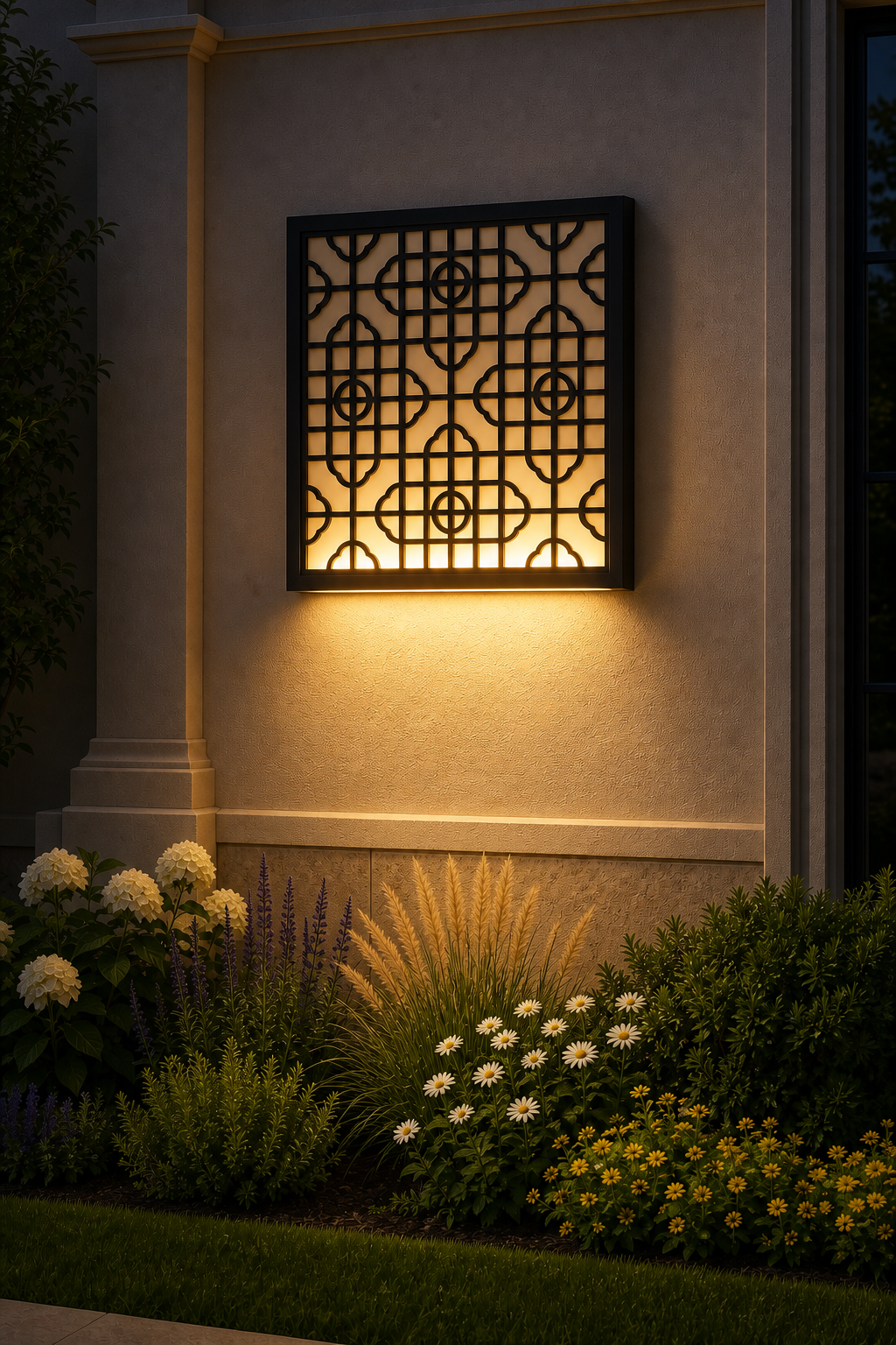 CH-054 Fine Grid Decorative Wall Light Panel - Evening bottom uplight wall ambience